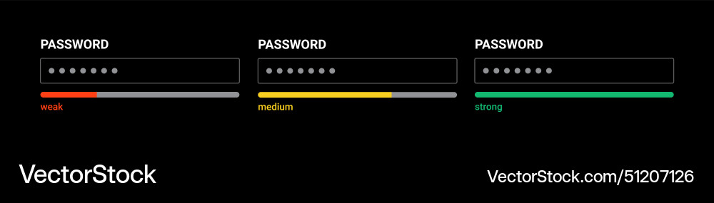 Password form template strong weak box Password form template strong weak box vector image