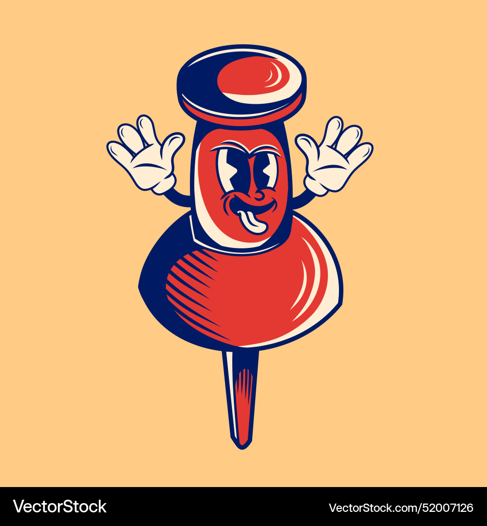 Retro character design from pushpin Vector Image