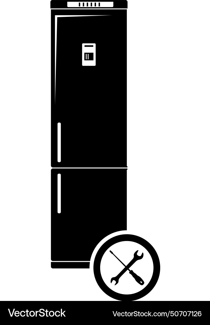 Silhouette of kitchen refrigerator repair service Silhouette of kitchen refrigerator repair service vector image