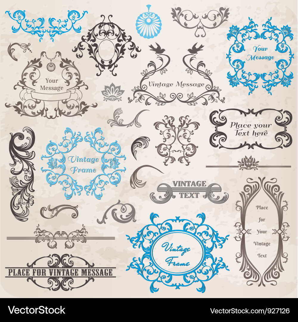 Vintage Floral Frame Set vector image