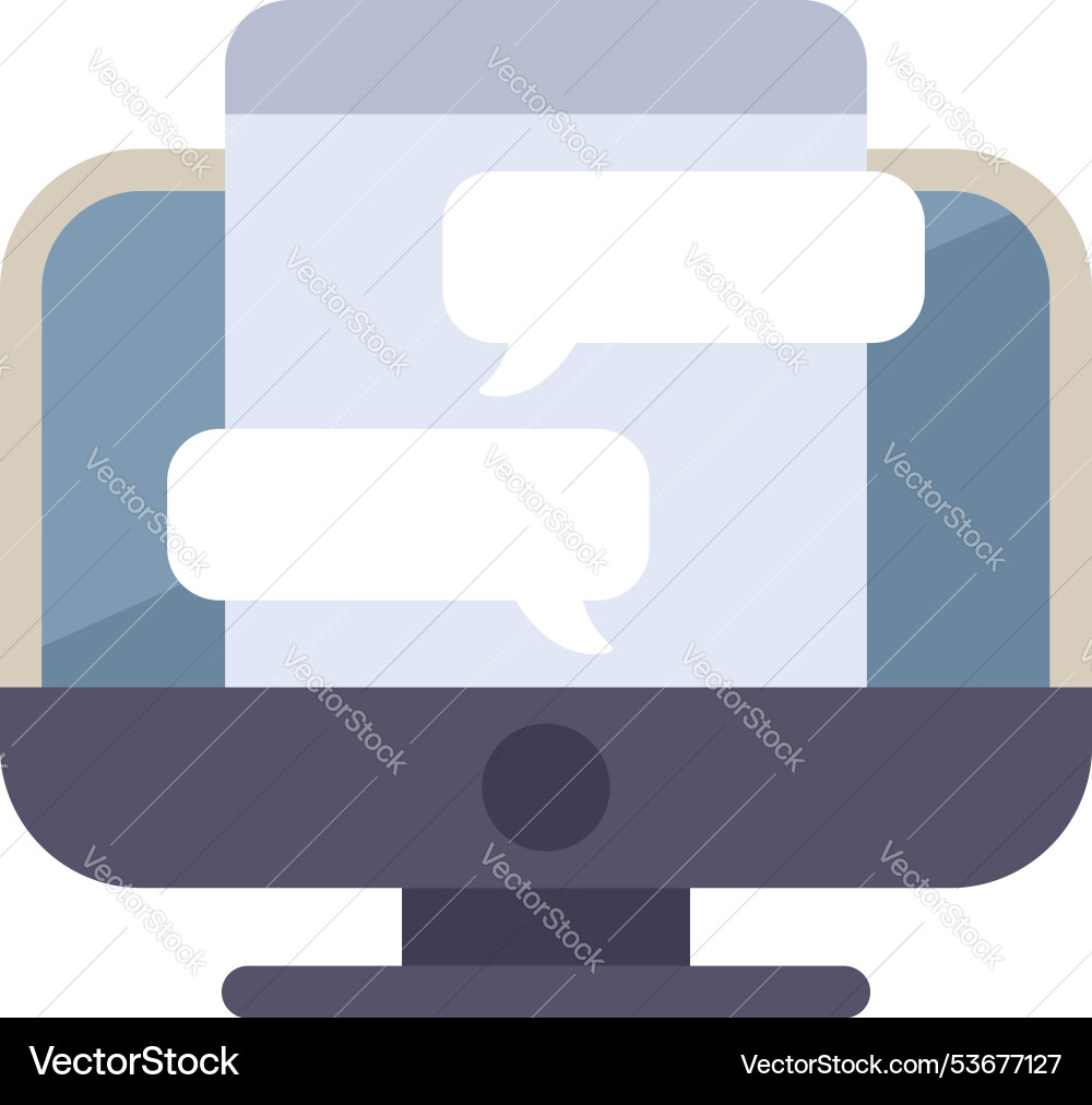 Desktop computer displaying instant messaging Desktop computer displaying instant messaging vector image