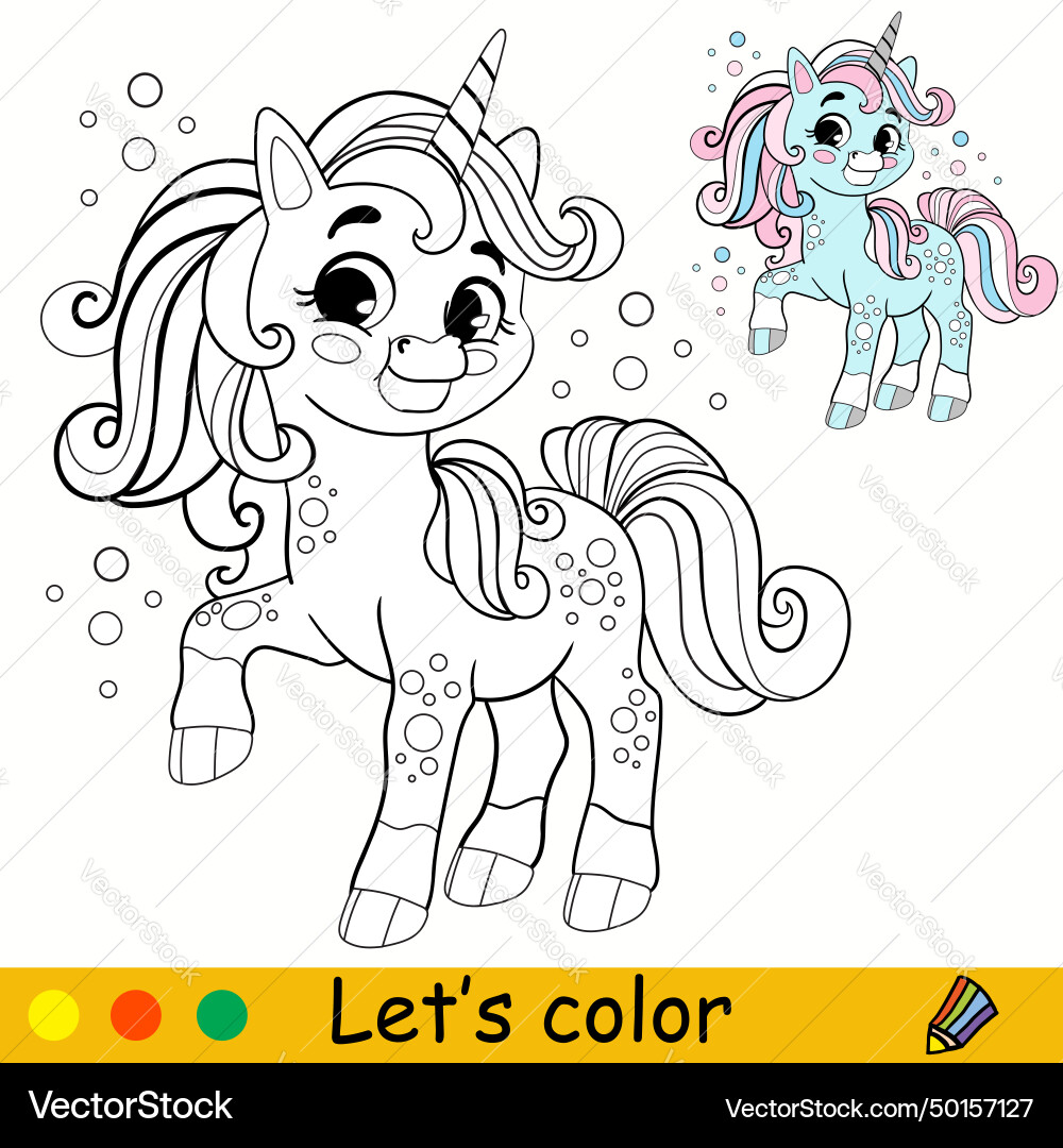 Happy cute Einhorn Färbung Seiten für Kinder Happy cute Einhorn Färbung Seiten für Kinder vektorbild