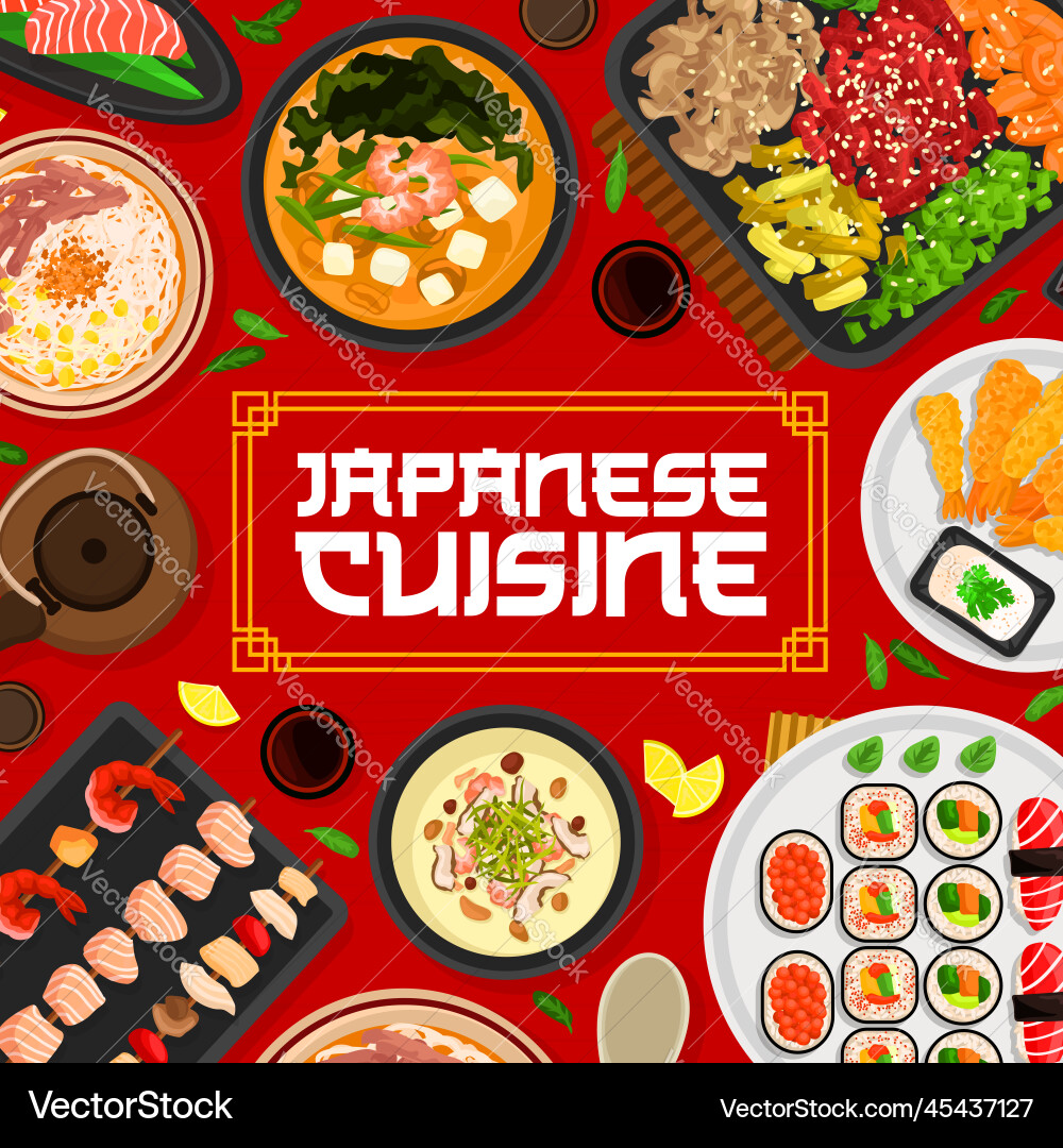 Japanische Küche Speisekarte Design japanische Gerichte Japanische Küche Speisekarte Design japanische Gerichte vektorbild