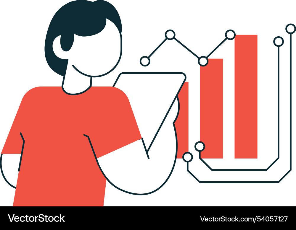 Man holding tablet with ai machine learning vector image