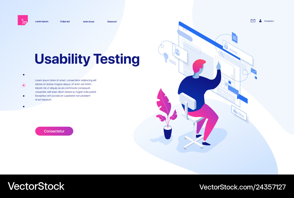 Man Testing Website Interface vector image