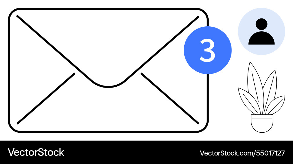 New unread emails notification icon with user New unread emails notification icon with user vector image