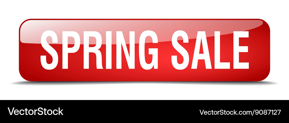 Spring sale red square 3d realistic isolated web Vector Image