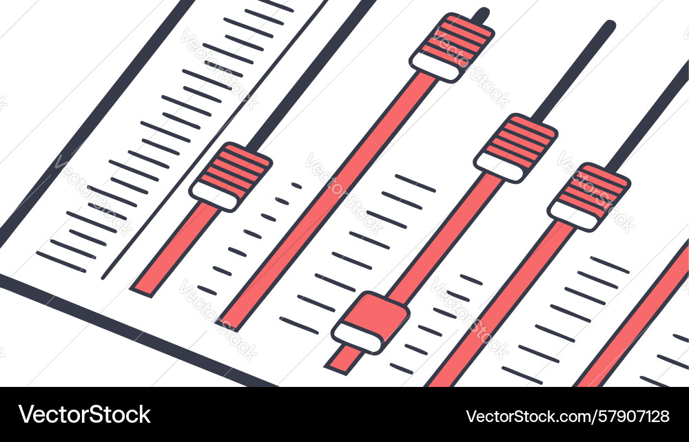 Audio mixer with slider controls interface design Vector Image
