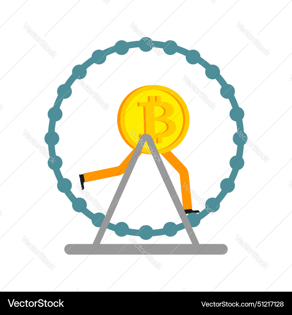 Bitcoin is running concept increase in value Bitcoin is running concept increase in value vector image