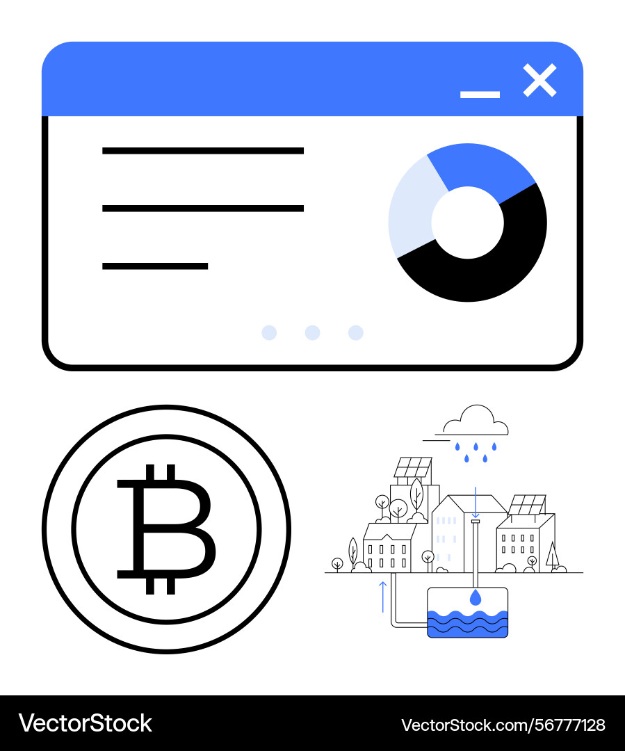 Cryptocurrency dashboard with chart bitcoin icon Cryptocurrency dashboard with chart bitcoin icon vector image