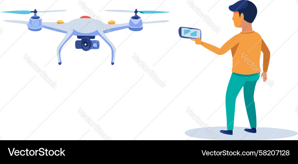 Drone Controller Operation Vector Image