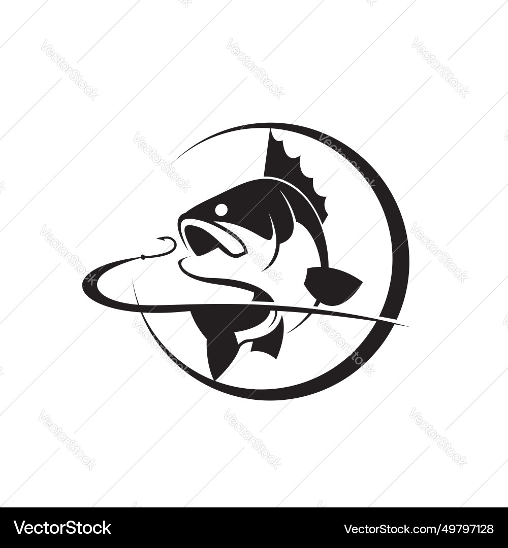 Fishing Hook and Fish Emblem vector image