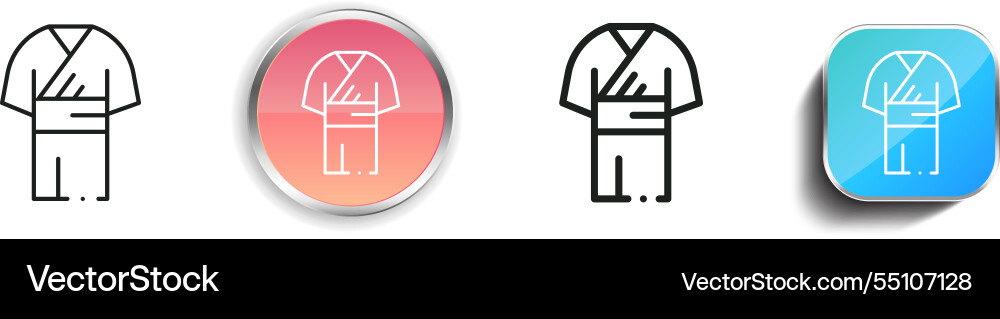 Kimono icon thin linear regular and button style Kimono icon thin linear regular and button style Vector Image