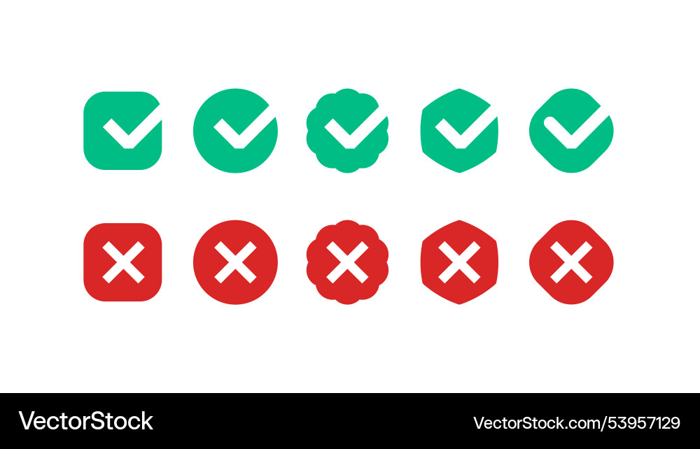 Check mark and cross yes no simple buttons Check mark and cross yes no simple buttons vector image