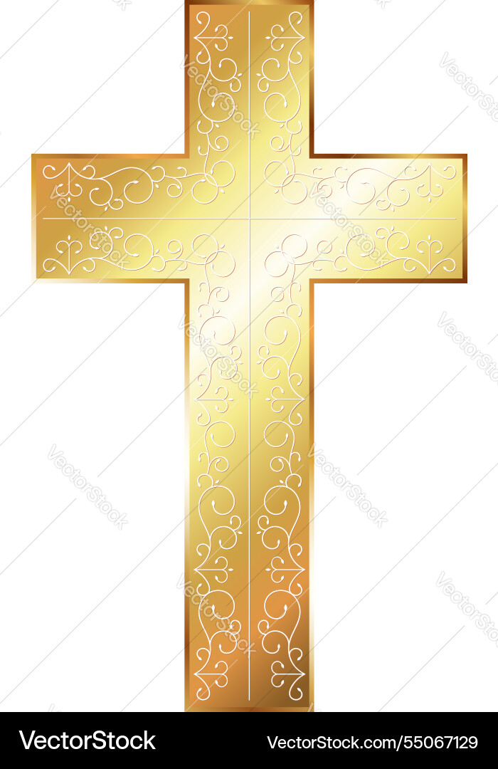 Christian gold cross design with unique pattern vector image
