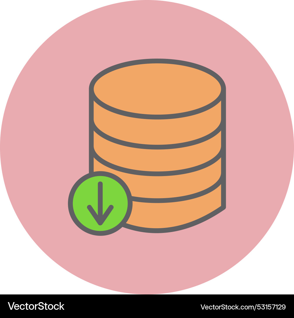 Database download line filled circle icon vector image