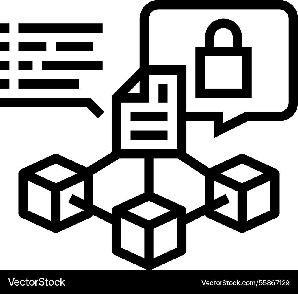 Immutable record decentralized application line Immutable record decentralized application line vector image
