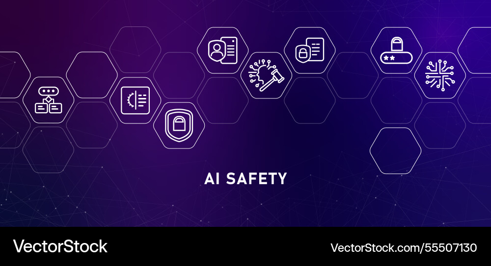 Ai safety gradient header modern smart machine Ai safety gradient header modern smart machine vector image
