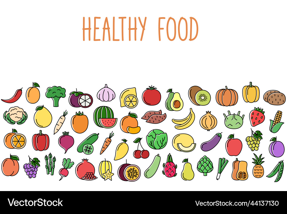 Background with color line icons of vegetables Background with color line icons of vegetables vector image