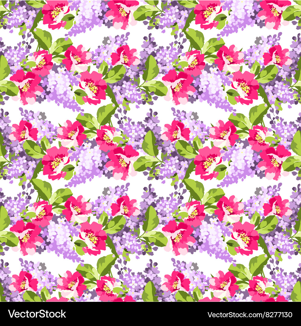 Beautiful floral seamless pattern with lilac Vector Image