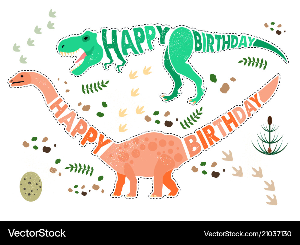 Birthday card with dinosaur Birthday card with dinosaur vector image