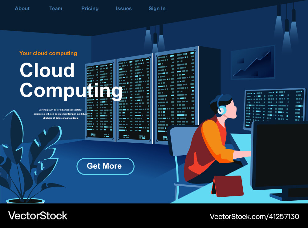 Cloud Computing Isometric Landing Page vector image
