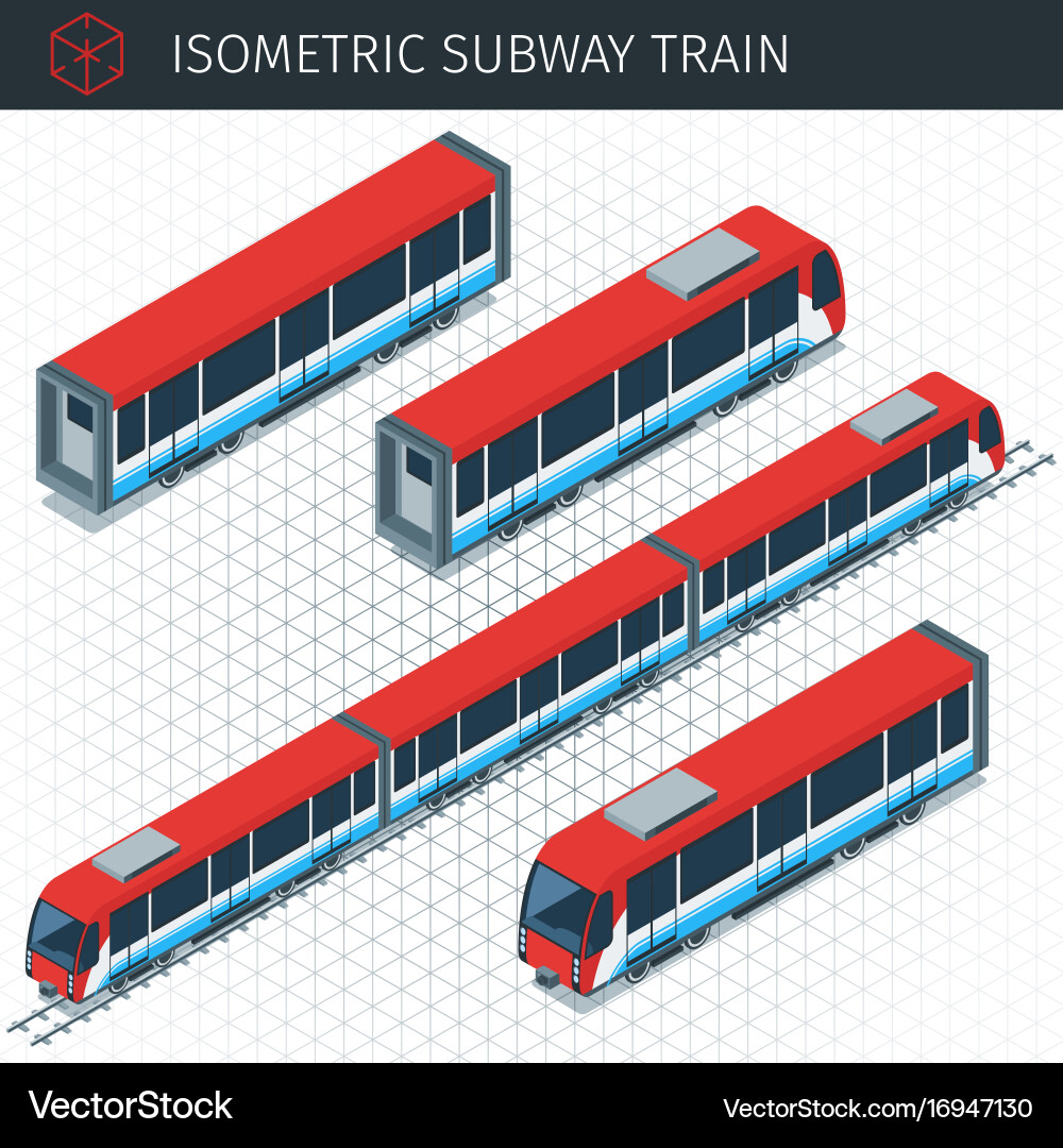 Isometric subway train Royalty Free Vector Image