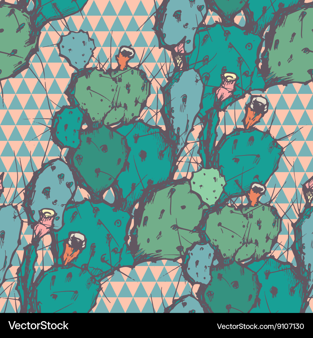 Seamless background with cactus vector image