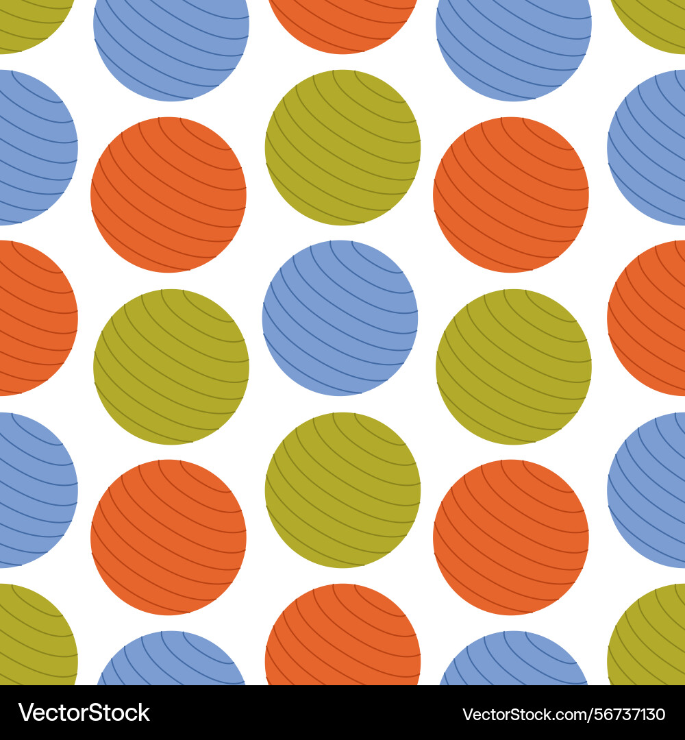 Seamless pattern with colorful exercise balls Seamless pattern with colorful exercise balls vector image