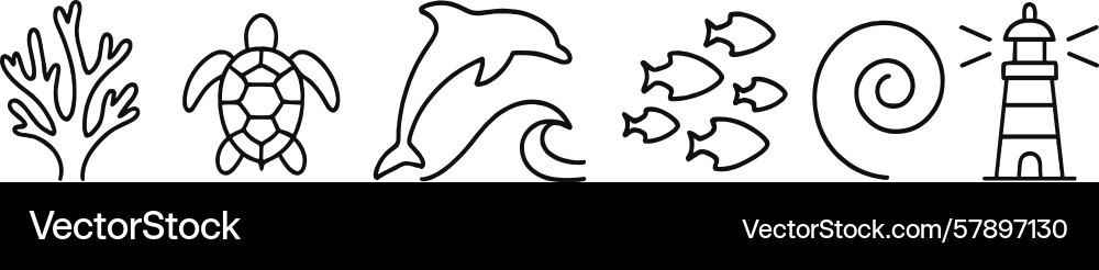 Underwater elements of the ocean Vector Image