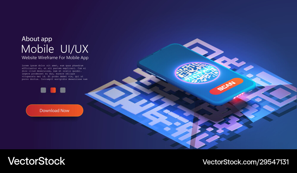 A mobile phone with scanner reads qr code A mobile phone with scanner reads qr code Vector Image