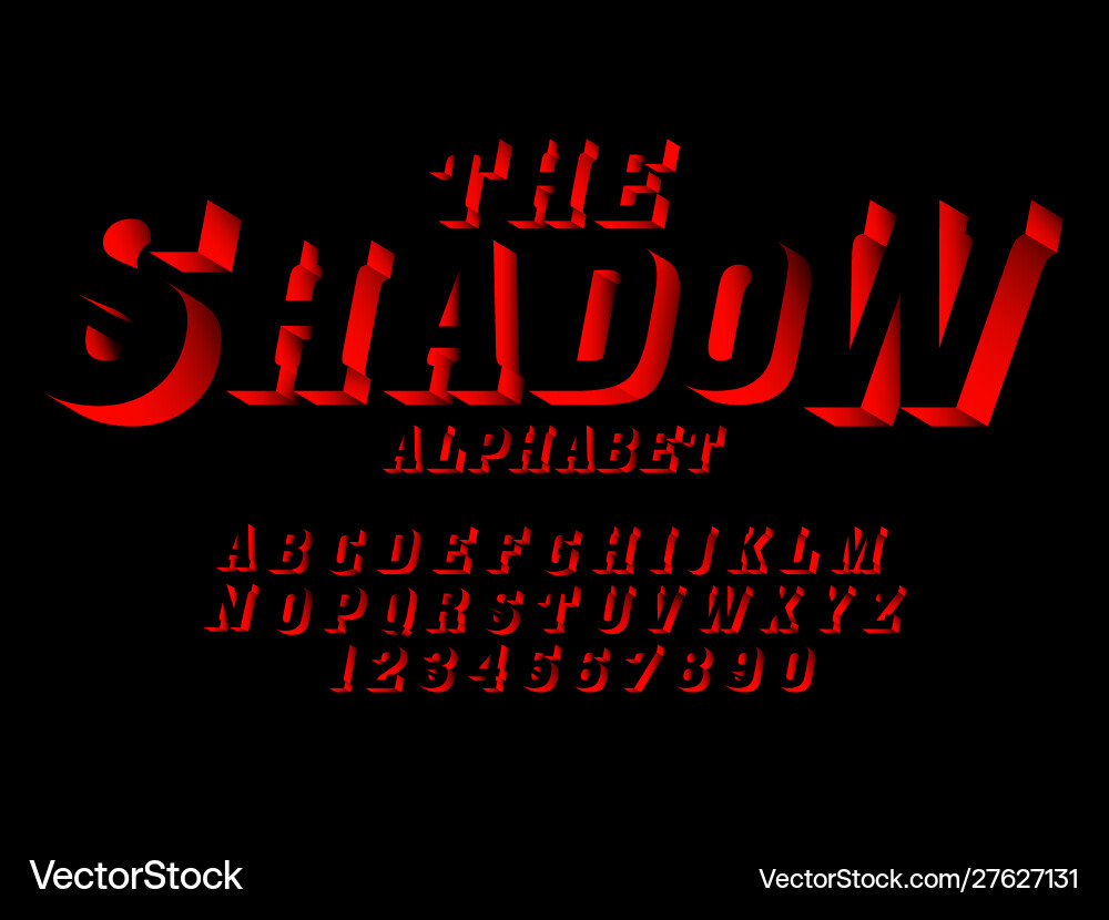 Alphabet Letters with Shadow Effect Vector Image