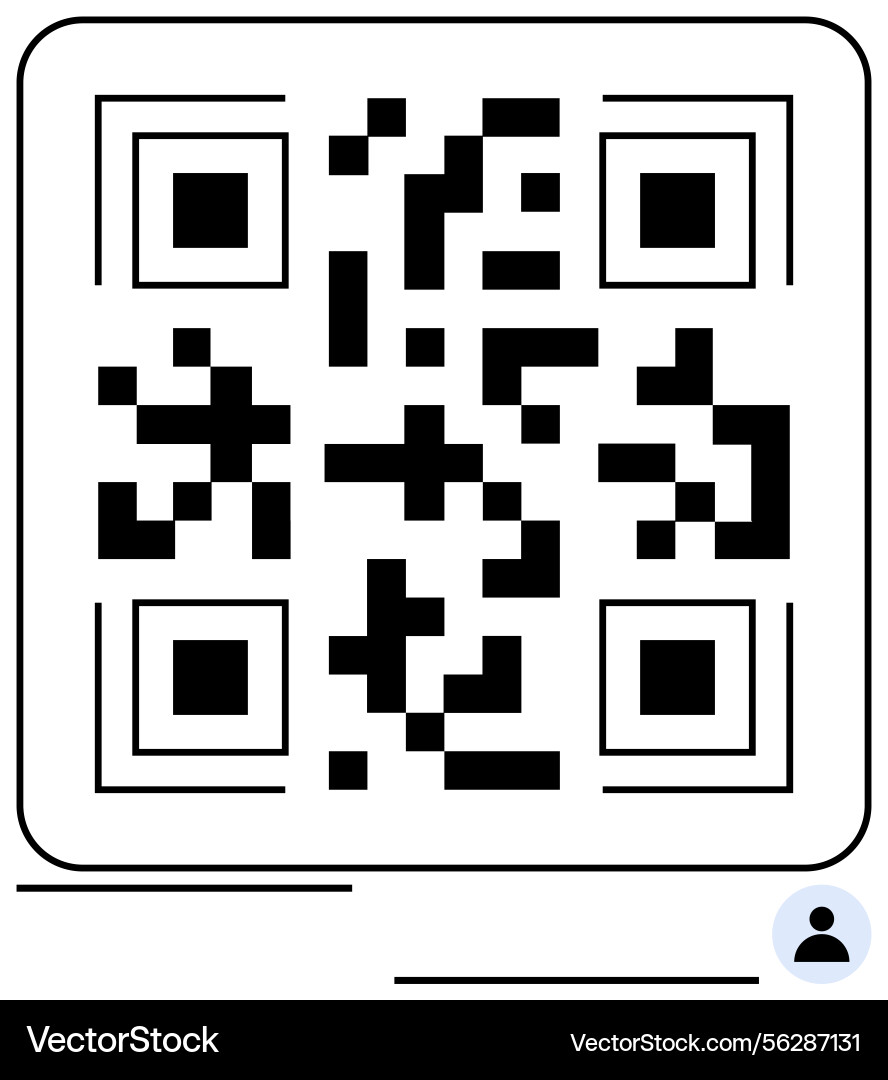 Black-and-white qr code with user profile icon Black-and-white qr code with user profile icon vector image