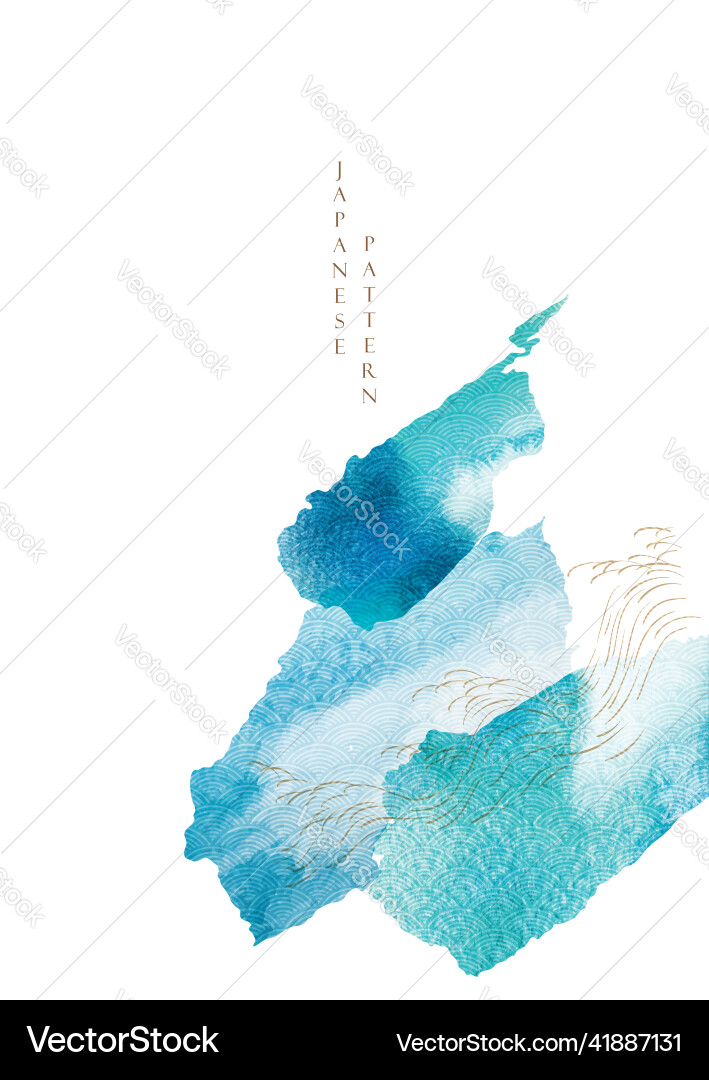 Blue brush stroke texture with japanese ocean Blue brush stroke texture with japanese ocean vector image