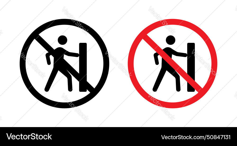 Do not push sign icon set red warning circle Vector Image