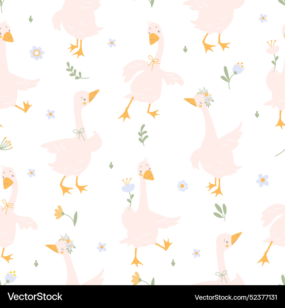 Geese nahtlose Muster Cartoon Gänse Zeichen Geese nahtlose Muster Cartoon Gänse Zeichen vektorbild