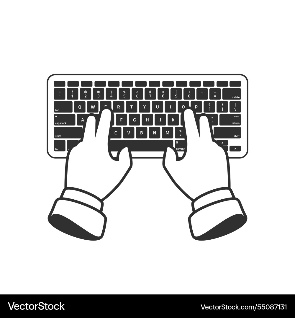 Hands typing on computer keyboard hand Hands typing on computer keyboard hand vector image