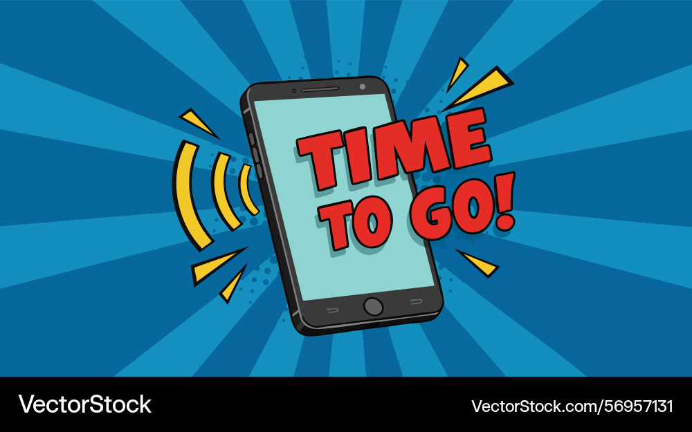 Mobile phone with time to go text message Mobile phone with time to go text message vector image