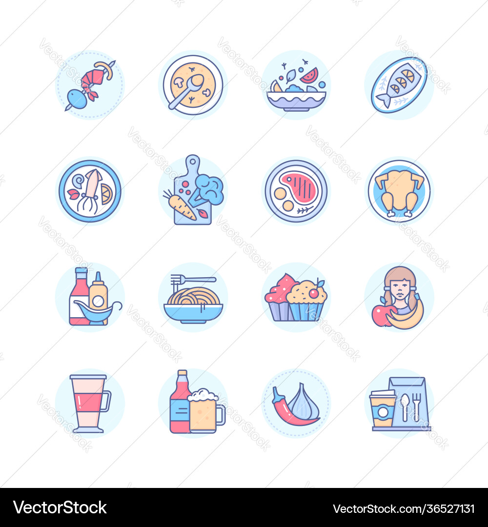 Restaurant-Menü - moderne Linie Design Stil Icons Vektorbild