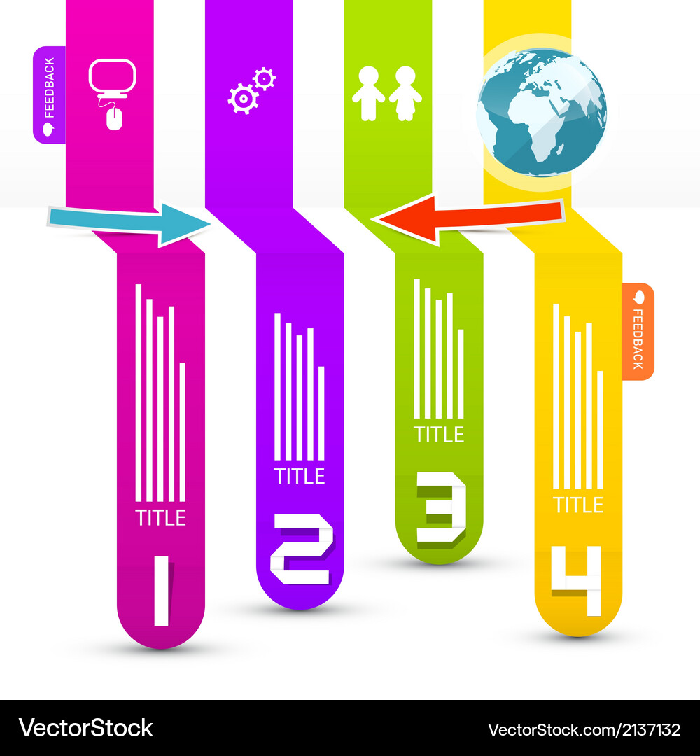Colorful retro paper progress steps for tutorial Vector Image