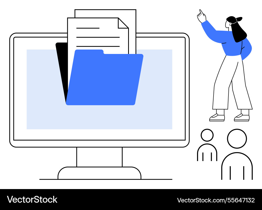 Digital file management with team collaboration Digital file management with team collaboration Vector Image
