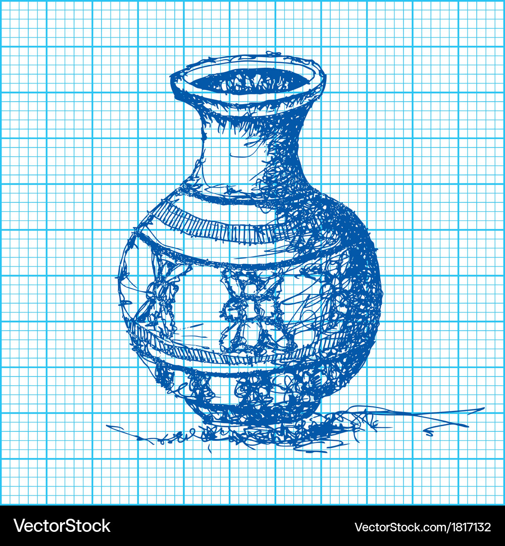 Drawing of jar on graph paper Vector Image