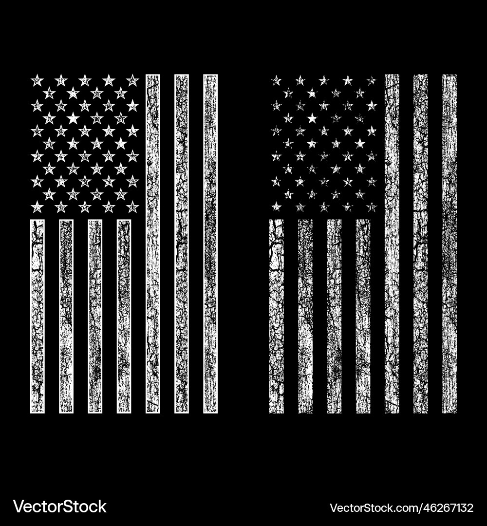 Grunge USA Flag - Distressed Black & White Vector Image