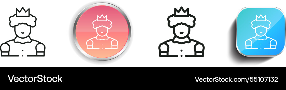 King icon thin linear regular and button style King icon thin linear regular and button style vector image