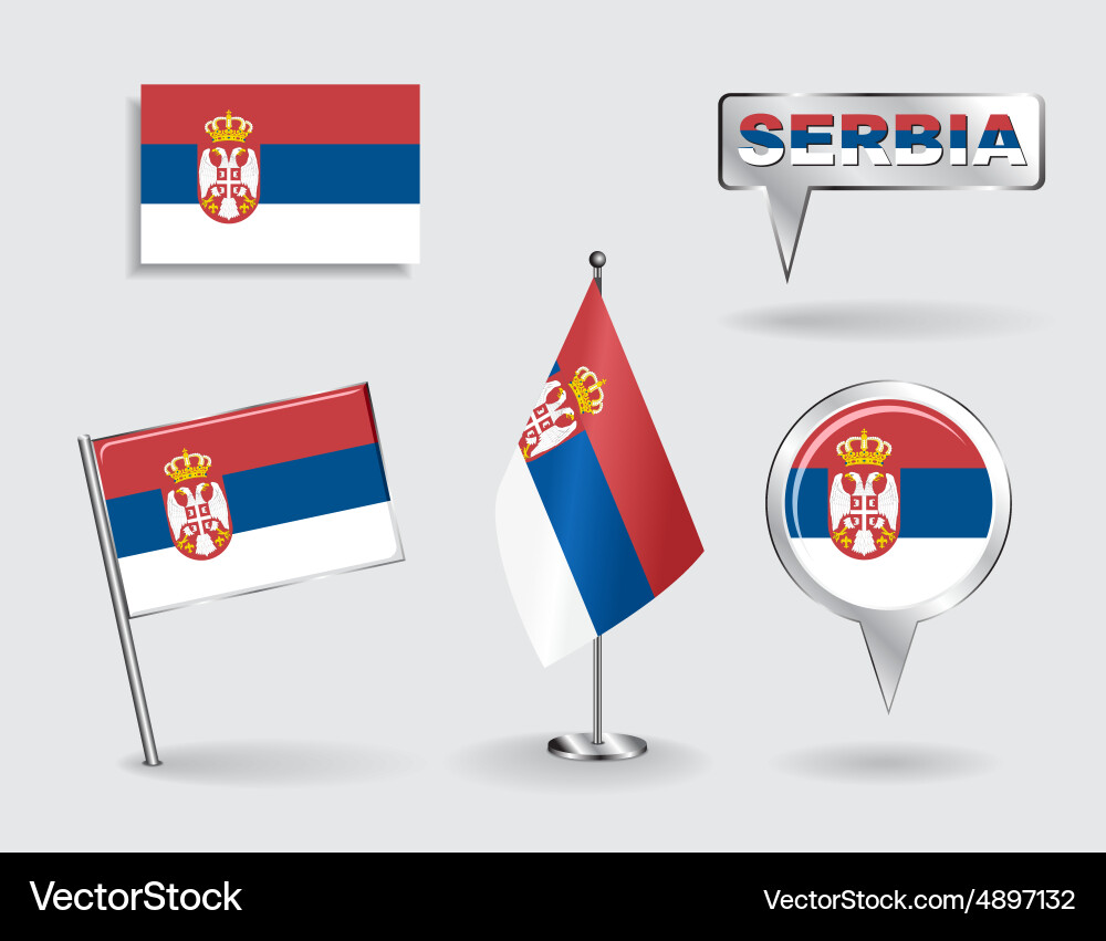 Serbian Pin & Map Pointer Flags vector image