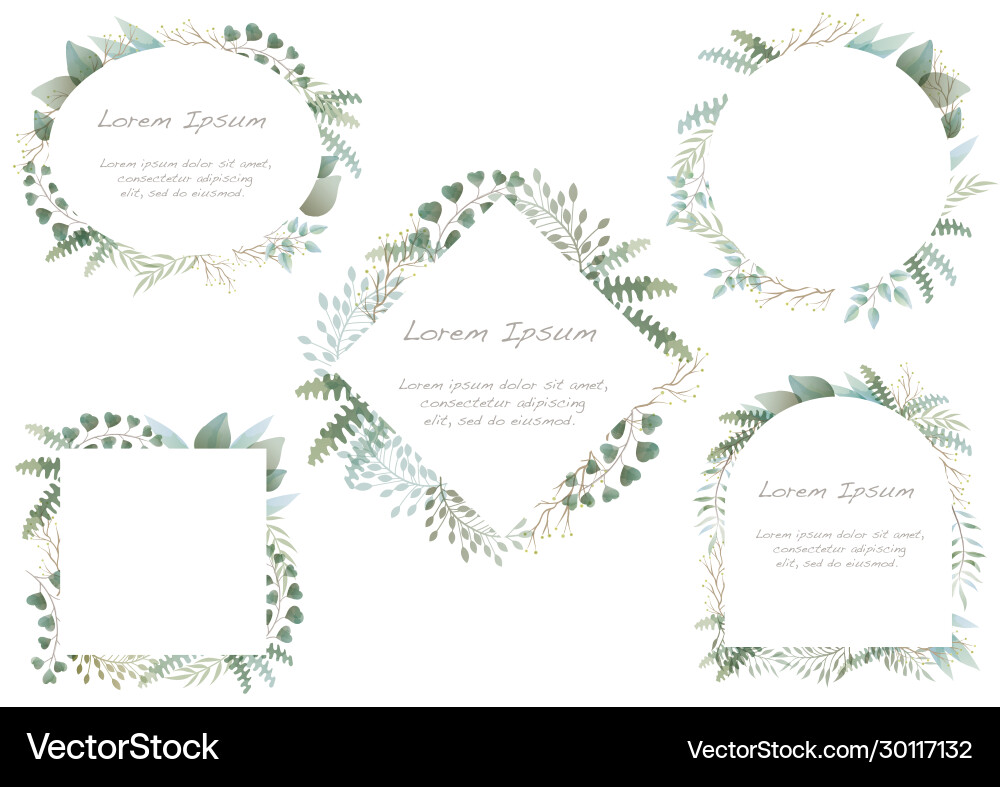 Set watercolor botanical frames Set watercolor botanical frames vector image