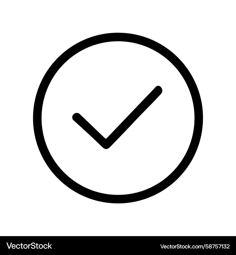 Simple line circle checkmark outline symbol shape Vector Image