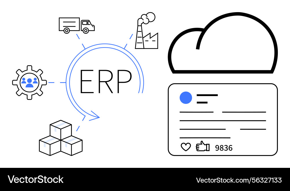 Cloud ERP System with Analytics Vector Image