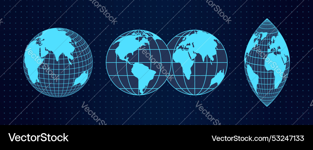 Geometric 3d spheres with grid lines and mesh Geometric 3d spheres with grid lines and mesh vector image