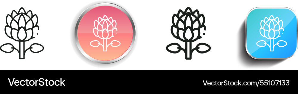 King protea icon thin linear regular and button vector image